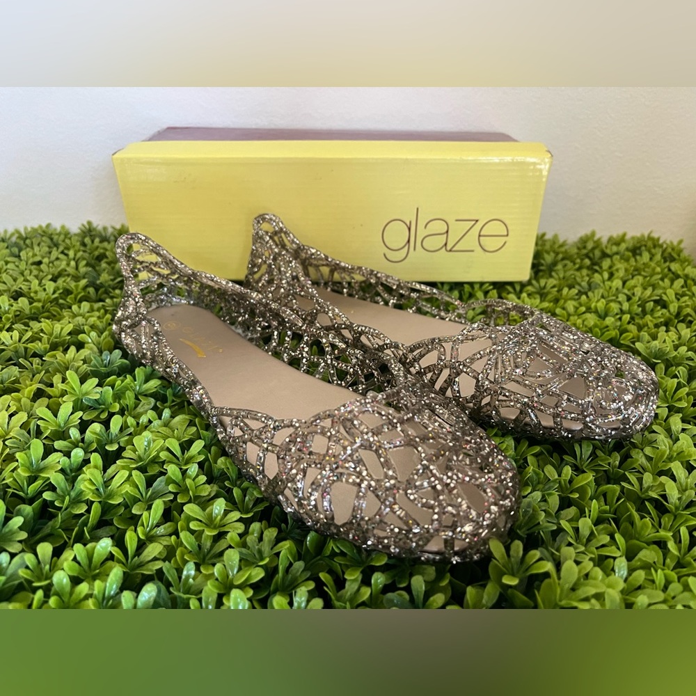 Glaze pewter sparkle jelly flats